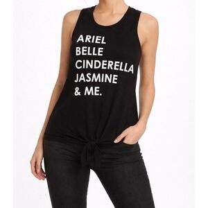 Disney Princesses and ME Tank Top Front Tie Black XLarge 15/17 Sleeveless Shirt